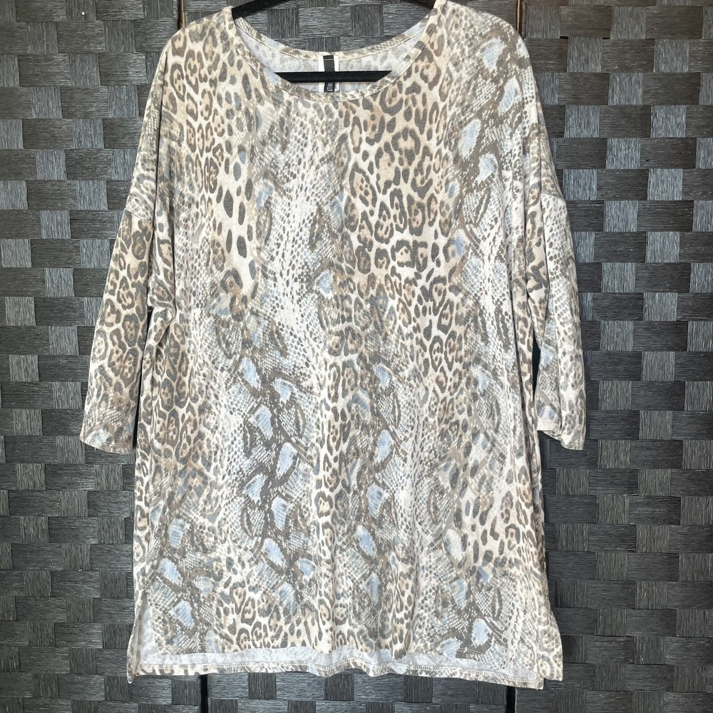 Women's Lovely Soul Shirt Blouse 3/4 Sleeve Animal Print 1XL